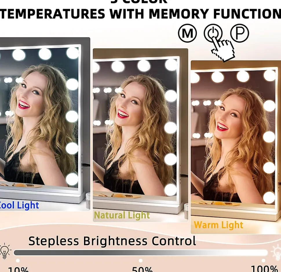 Coiffeuse avec Miroir à Éclairage LED RGB Dimmable Blanc 130cm 11 Tiroirs