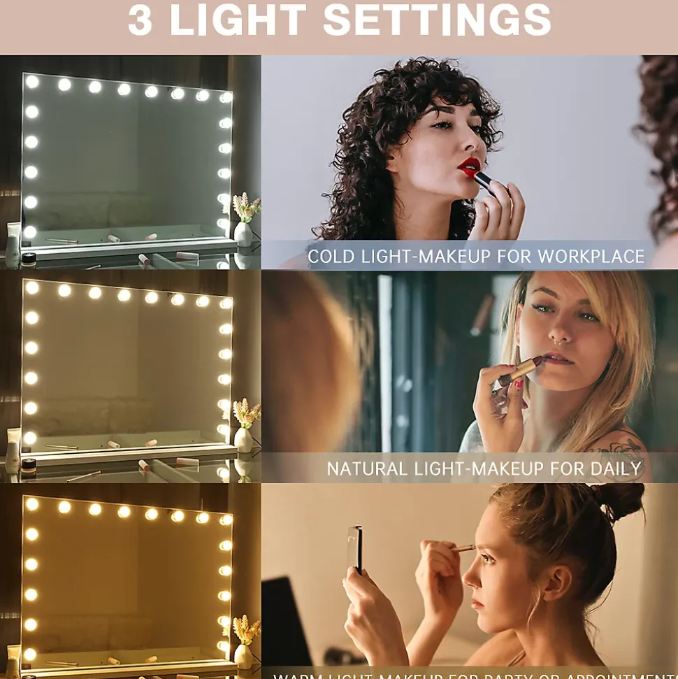 Coiffeuse avec Miroir à Éclairage LED RGB Dimmable Blanc 130cm 11 Tiroirs