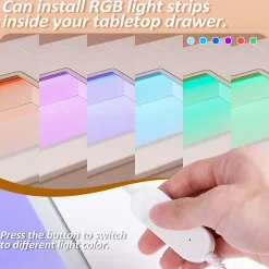Coiffeuse avec Miroir à Éclairage LED RGB Dimmable Blanc 130cm 11 Tiroirs