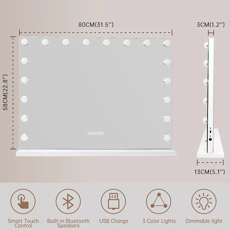 Coiffeuse avec Miroir à Éclairage LED RGB Dimmable Blanc 130cm 11 Tiroirs