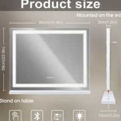 Coiffeuse avec Miroir à Éclairage LED RGB Dimmable Blanc 130cm 11 Tiroirs