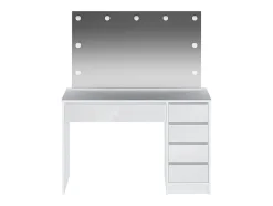 Coiffeuse avec miroir à LEDs - 5 tiroirs - Blanc brillant - JENEMI