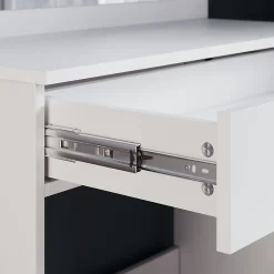 Coiffeuse avec Miroir et Tabouret Blanc 80x40x140cm SIRHONA Ensemble de Coiffeuse Blanche avec Ampoules LED
