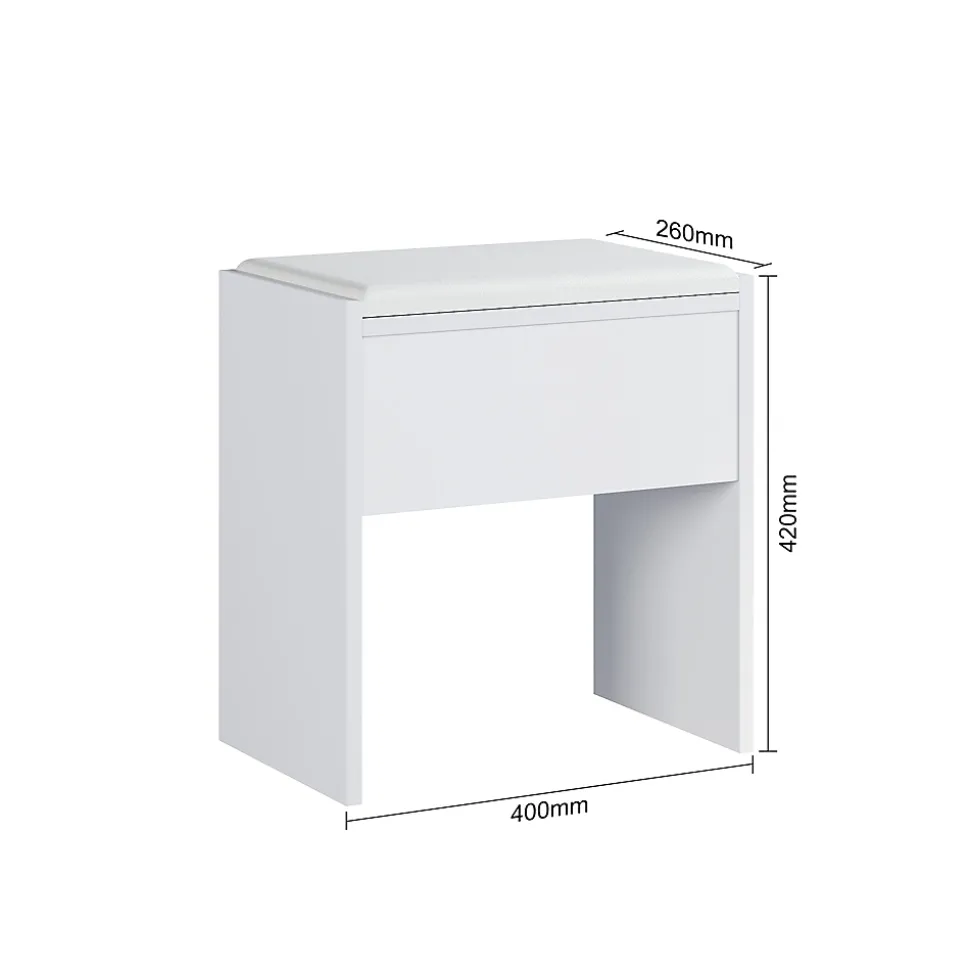 Coiffeuse avec Miroir et Tabouret Blanc 80x40x140cm SIRHONA Ensemble de Coiffeuse Blanche avec Ampoules LED
