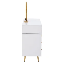 Coiffeuse avec Miroir LED - Table de Maquillage avec Rangement Latéral Réglable et design Extensible - 100x40x78 cm - Blanc