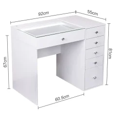 Coiffeuse avec Miroir LED 6 Tiroirs Blanc 92x 55 cm