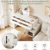 Coiffeuse avec Miroir LED Extensible - Table de Maquillage Moderne avec 2 Tiroirs - Meuble Gain de Place - Sans Tabouret - Blanc
