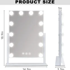 Coiffeuse Avec Miroir LED 3 Tiroirs Blanc 115x 55 cm