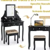 Coiffeuse avec Miroir Pivotant à 360 Table de Maquillage avec 5 Tiroirs et Organisateur Coiffeuse avec Tabouret