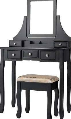 Coiffeuse avec Miroir Pivotant à 360 Table de Maquillage avec 5 Tiroirs et Organisateur Coiffeuse avec Tabouret