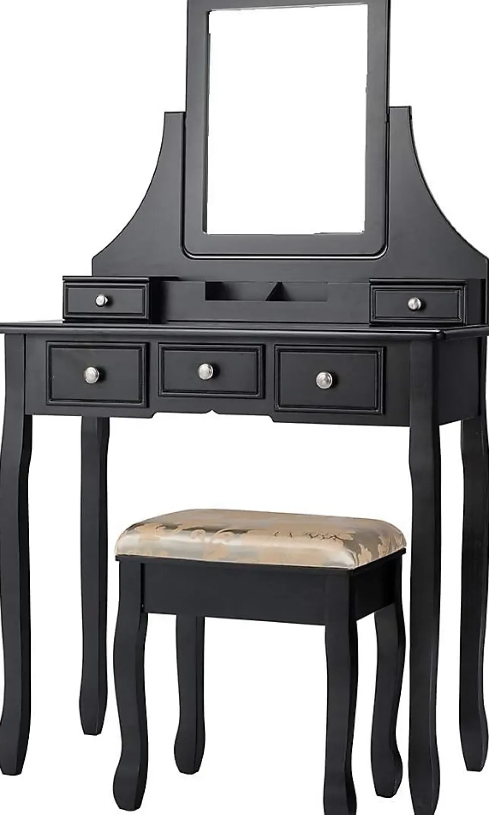 Coiffeuse avec Miroir Pivotant à 360 Table de Maquillage avec 5 Tiroirs et Organisateur Coiffeuse avec Tabouret