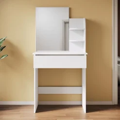 Coiffeuse avec Miroir SIRHONA Noir 70x40x140cm Table de Maquillage + Grands Tiroirs + Nombres étagères