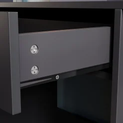 Coiffeuse avec Miroir SIRHONA Noir 70x40x140cm Table de Maquillage + Grands Tiroirs + Nombres étagères + 10 Lampe
