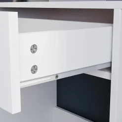 Coiffeuse avec Miroir SIRHONA Beige 70x40x140cm Table de Maquillage + Grands Tiroirs + Nombres étagères + 10 Lampe