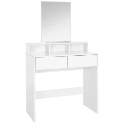 Coiffeuse avec miroir tiroirs et tabouret de maquillage MDF blanc 80x40x140 cm