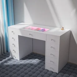 Coiffeuse avec RGB éclairage LED Blanc 130 cm