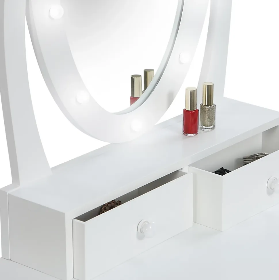 Coiffeuse BELLA avec miroir LED et tabouret