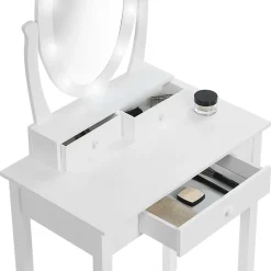 Coiffeuse BELLA avec miroir LED et tabouret