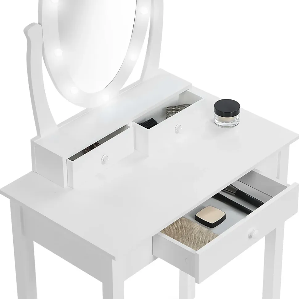 Coiffeuse BELLA avec miroir LED et tabouret
