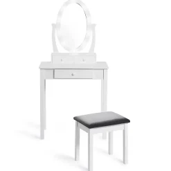 Coiffeuse BELLA avec miroir LED et tabouret