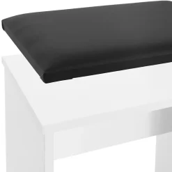 Coiffeuse blanc avec miroir pliable table de maquillage avec tabouret noir MDF