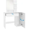 Coiffeuse blanc avec miroir et deux étagères ouvertes table de maquillage en MDF