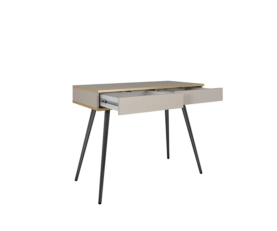 Coiffeuse, blanc, pieds dorés, 102 x 79 x 50 cm