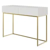 Coiffeuse blanc pieds dorés 110 cm VELDIO