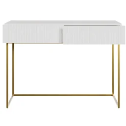 Coiffeuse blanc pieds dorés 110 cm VELDIO