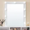 Coiffeuse blanche avec miroir à ampoules et 2 tiroirs - L80 x H145 cm