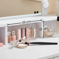Coiffeuse blanche avec miroir à ampoules et 2 tiroirs - L80 x H145 cm