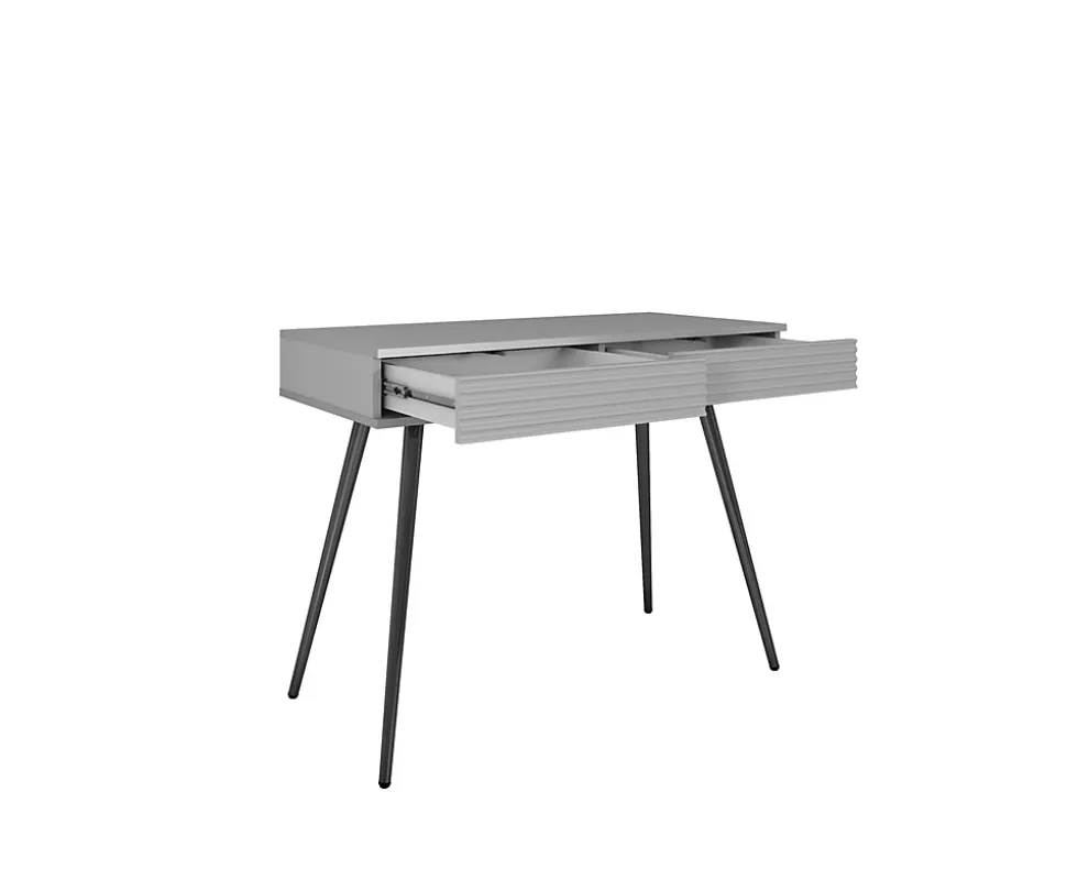 Coiffeuse blanche glamour avec pieds noirs, 102 x 80 x 50