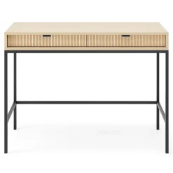 Coiffeuse bureau 2 tiroirs aspect chêne avec pieds noirs 104 cm VELLORE
