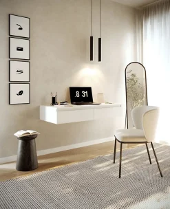 Coiffeuse bureau 2 tiroirs blanc 120 cm BEMMI