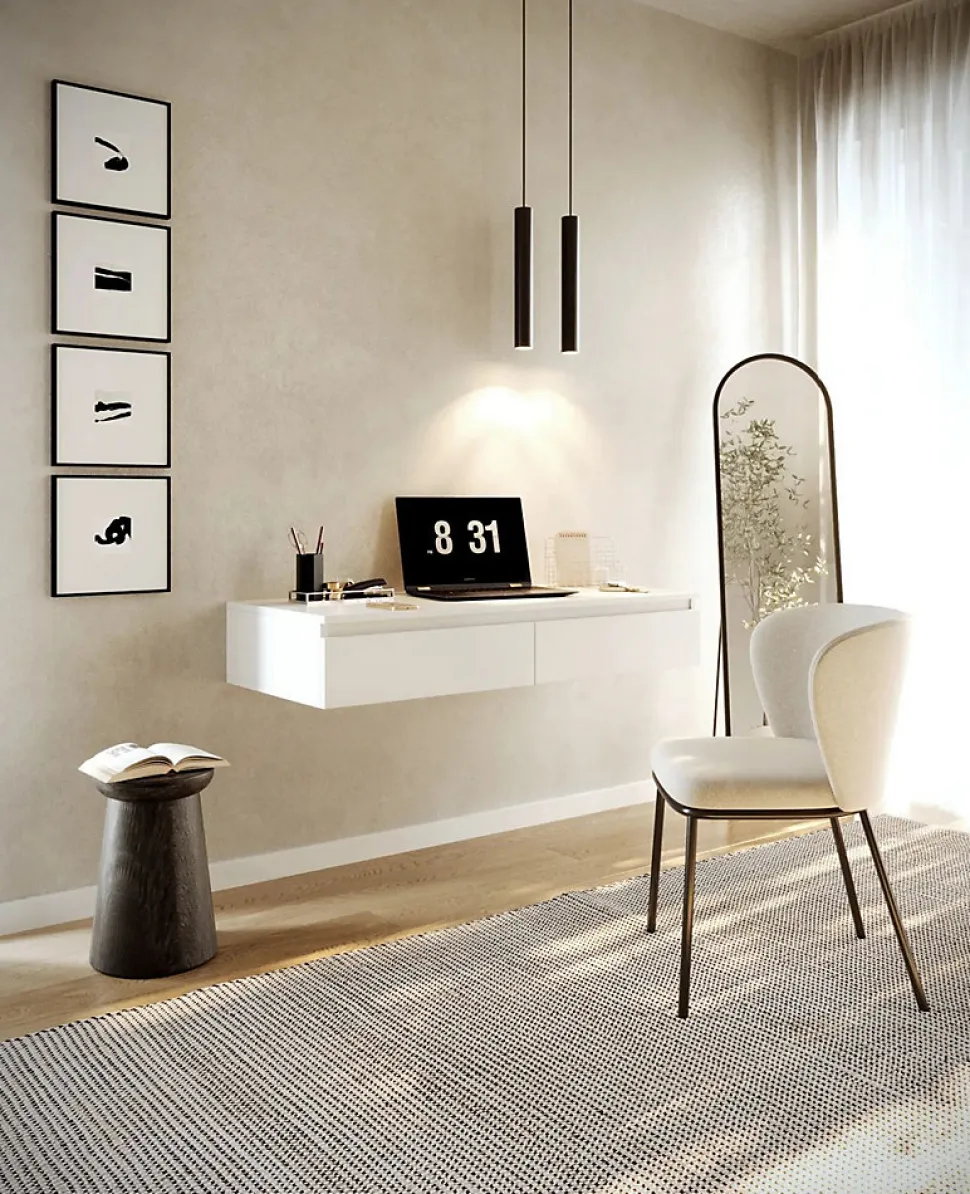 Coiffeuse bureau 2 tiroirs blanc 120 cm BEMMI