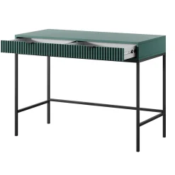 Coiffeuse bureau 2 tiroirs vert avec pieds noirs 104 cm VELLORE