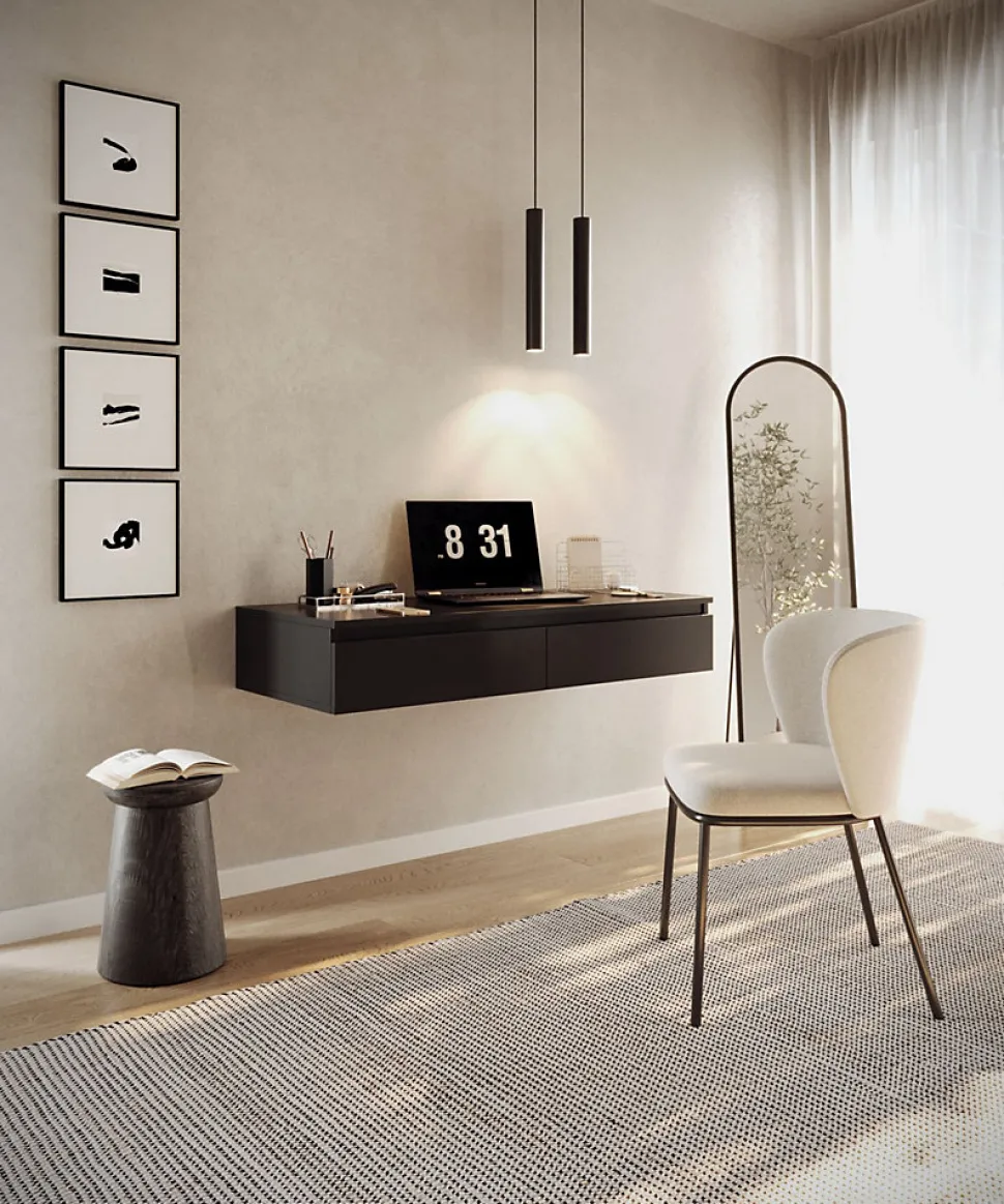 Coiffeuse bureau 2 tiroirs noire 120 cm BEMMI