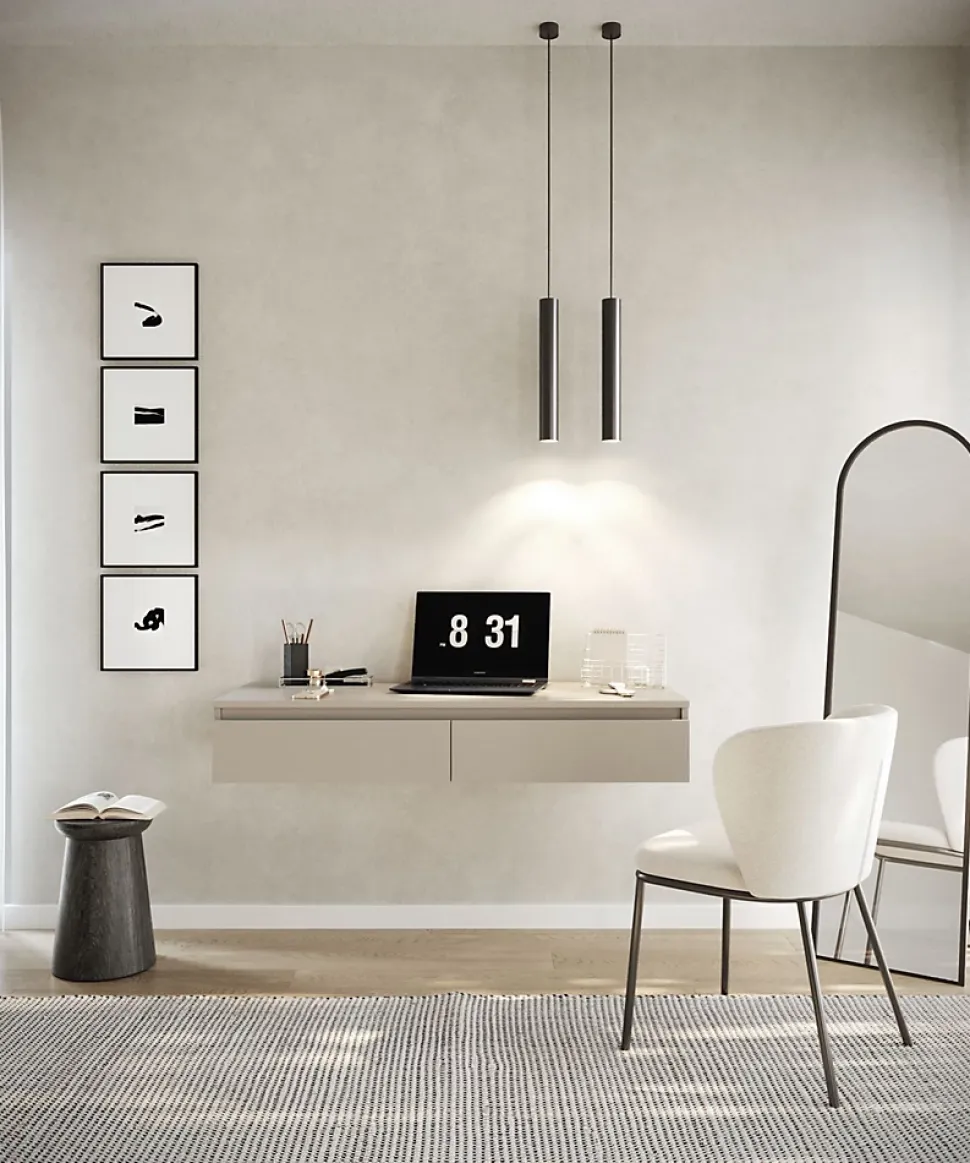 Coiffeuse bureau 2 tiroirs grège 120 cm BEMMI
