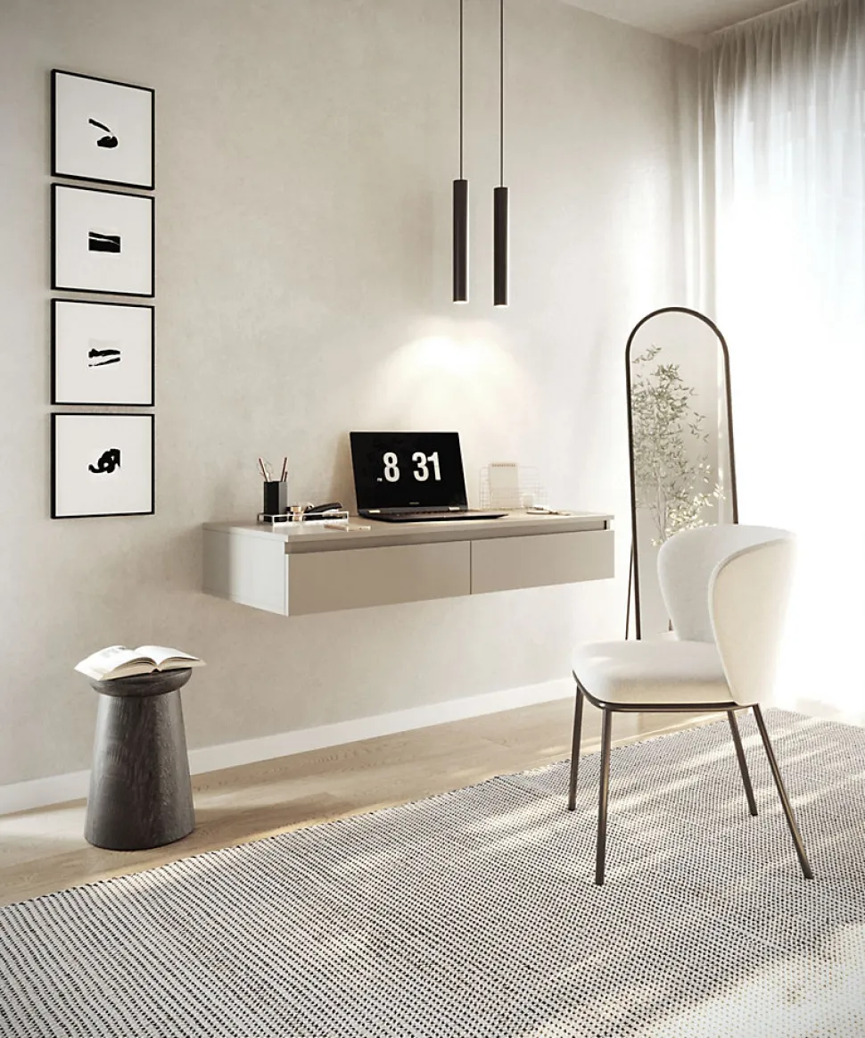 Coiffeuse bureau 2 tiroirs grège 120 cm BEMMI