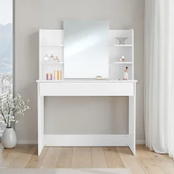Coiffeuse CAMILLE avec miroir et rangements au look moderne