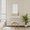 Coiffeuse cannelée suspendue - Blanc mat - Mélamine - 1 tiroir - L80xP42xH97 cm