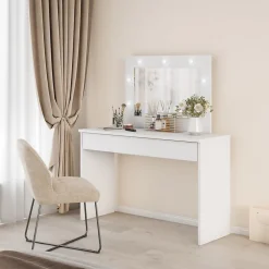 Coiffeuse DIVA blanche Avec miroir, tiroir et éclairage LED Elégance et fonctionnalité