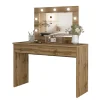 Coiffeuse DIVA chene Avec miroir, tiroir et LED Elégance naturelle et fonctionnalité