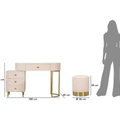 Coiffeuse effet matelassé avec tabouret Sharon