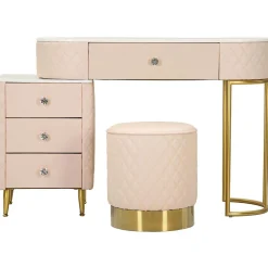 Coiffeuse effet matelassé avec tabouret Sharon