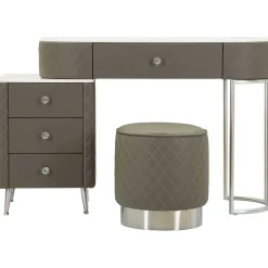 Coiffeuse effet matelassé avec tabouret Sharon