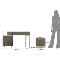 Coiffeuse effet matelassé avec tabouret Sharon