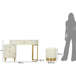 Coiffeuse effet matelassé avec tabouret Sharon