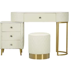Coiffeuse effet matelassé avec tabouret Sharon