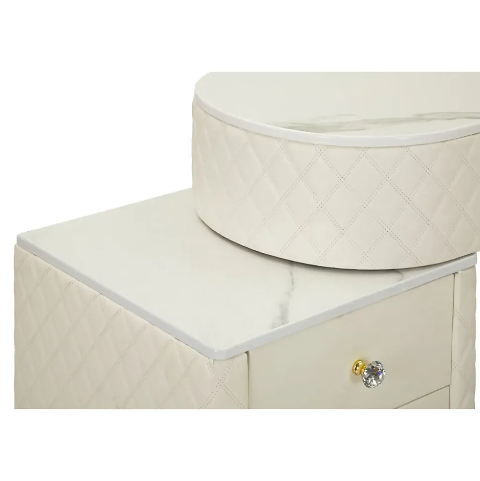 Coiffeuse effet matelassé avec tabouret Sharon
